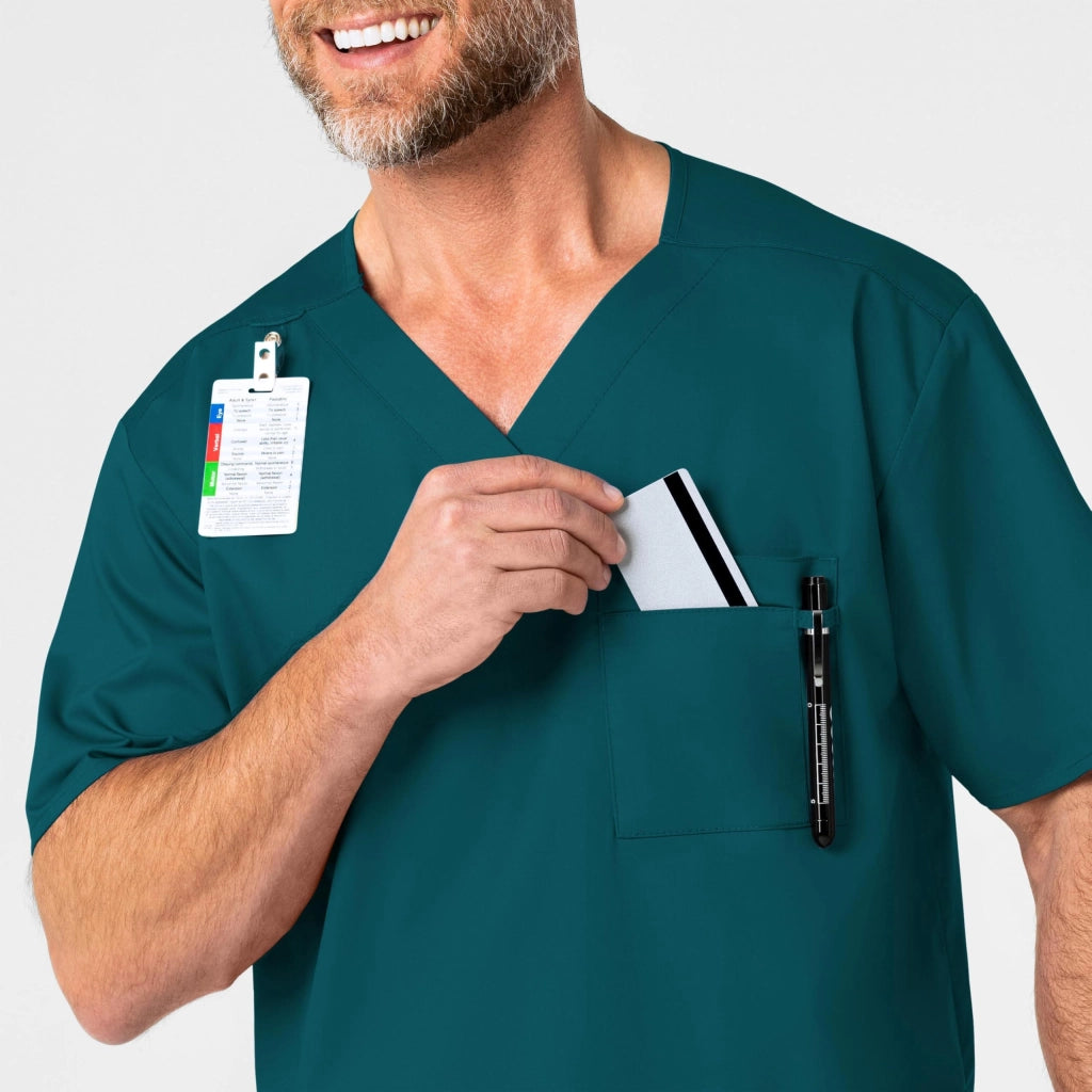 Top da lavoro da uomo, scollatura a V, colore blu caraibico, taglia 4XL, tessuto elasticizzato