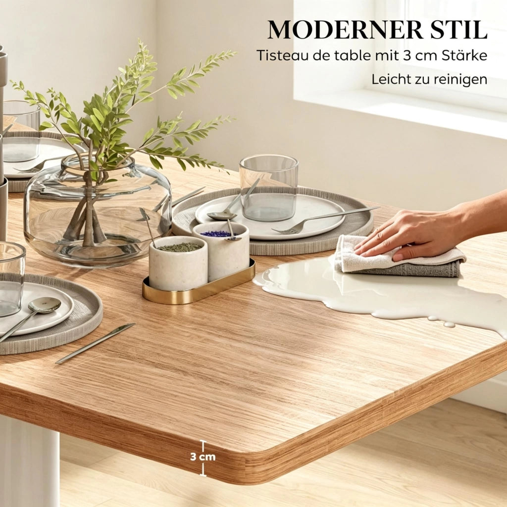 Tavolo da pranzo 6 posti con base centrale stabile - per cucina - 120 x 70 x 75 cm