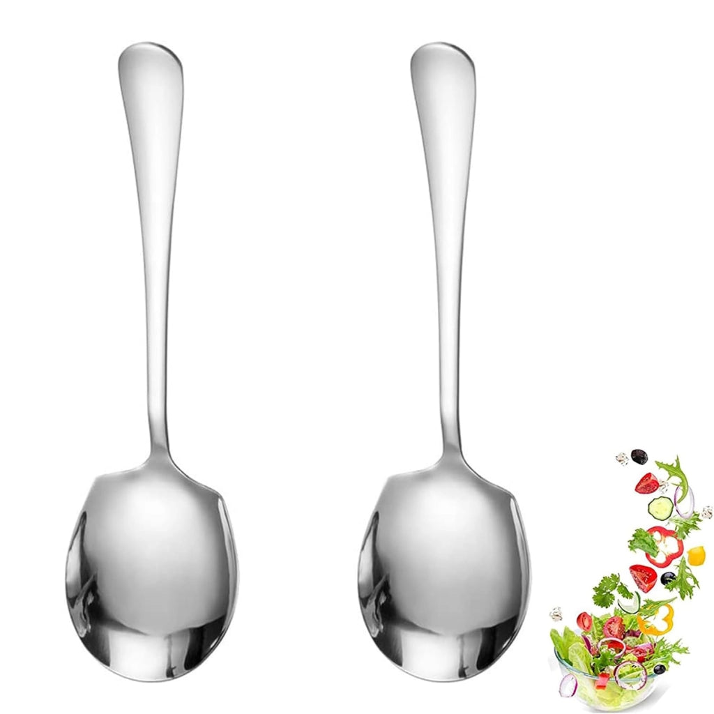 2 grandi cucchiai da portata in acciaio inossidabile, color argento, lunghezza 21,8 cm