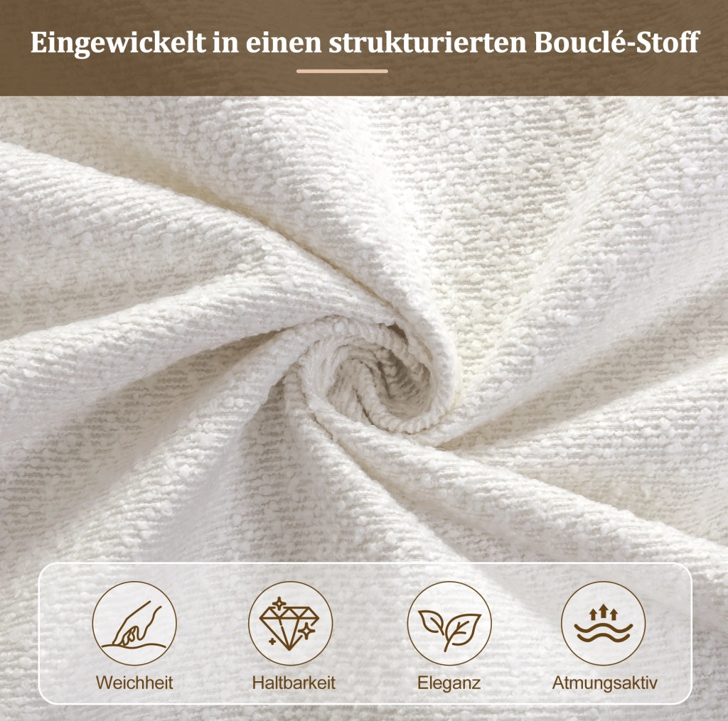 Letto imbottito 140x190 cm con contenitore idraulico bouclé bianco