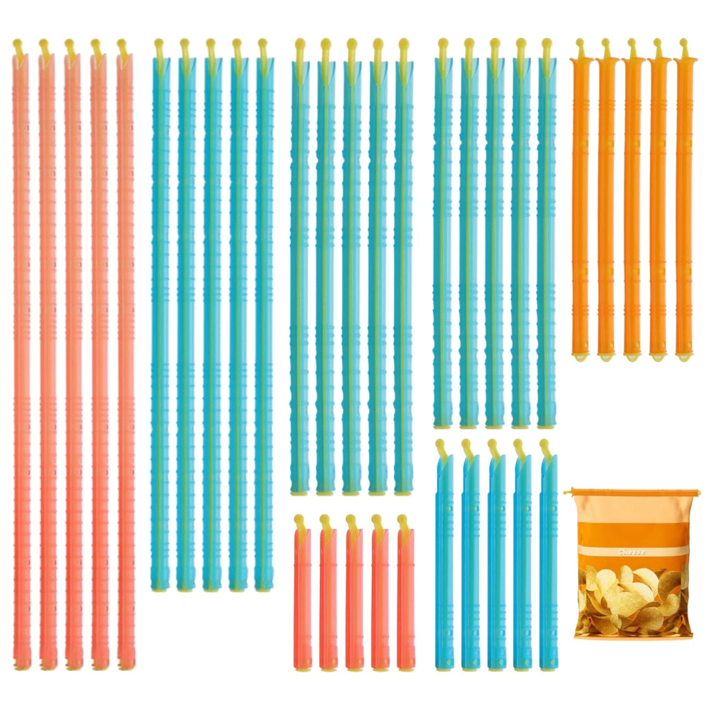 35 clip per sacchetti, 7 dimensioni, da 8 a 28,5 cm, riutilizzabili, colorati