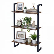 3-Tier Floating Shelf Wall Hanging Display Storage Rack for Living Room-Rustic Brown