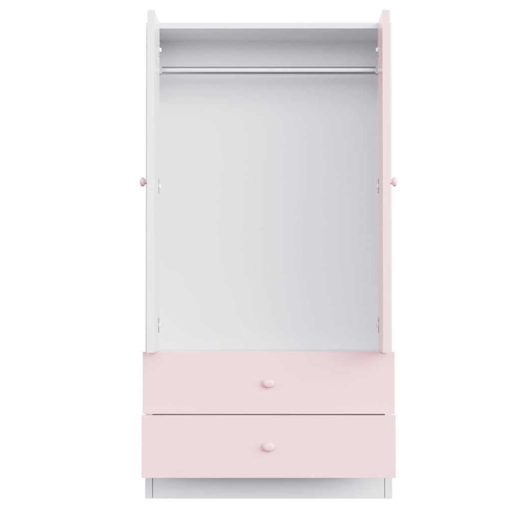 Armadio rosa e bianco 70 x 40 x 170 cm con due cassetti