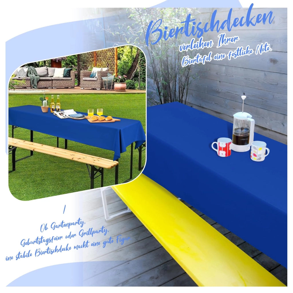 Set di 5 tovaglie blu reale, 250x100 cm, in poliestere