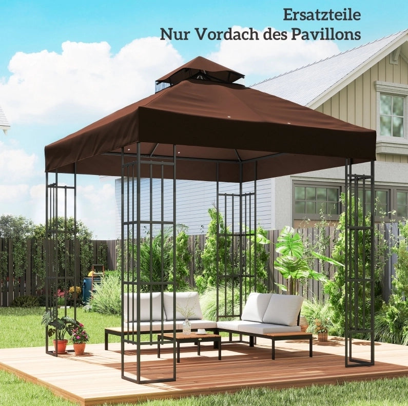 Telo di ricambio per gazebo 3 x 3 m a doppio livello, caffè