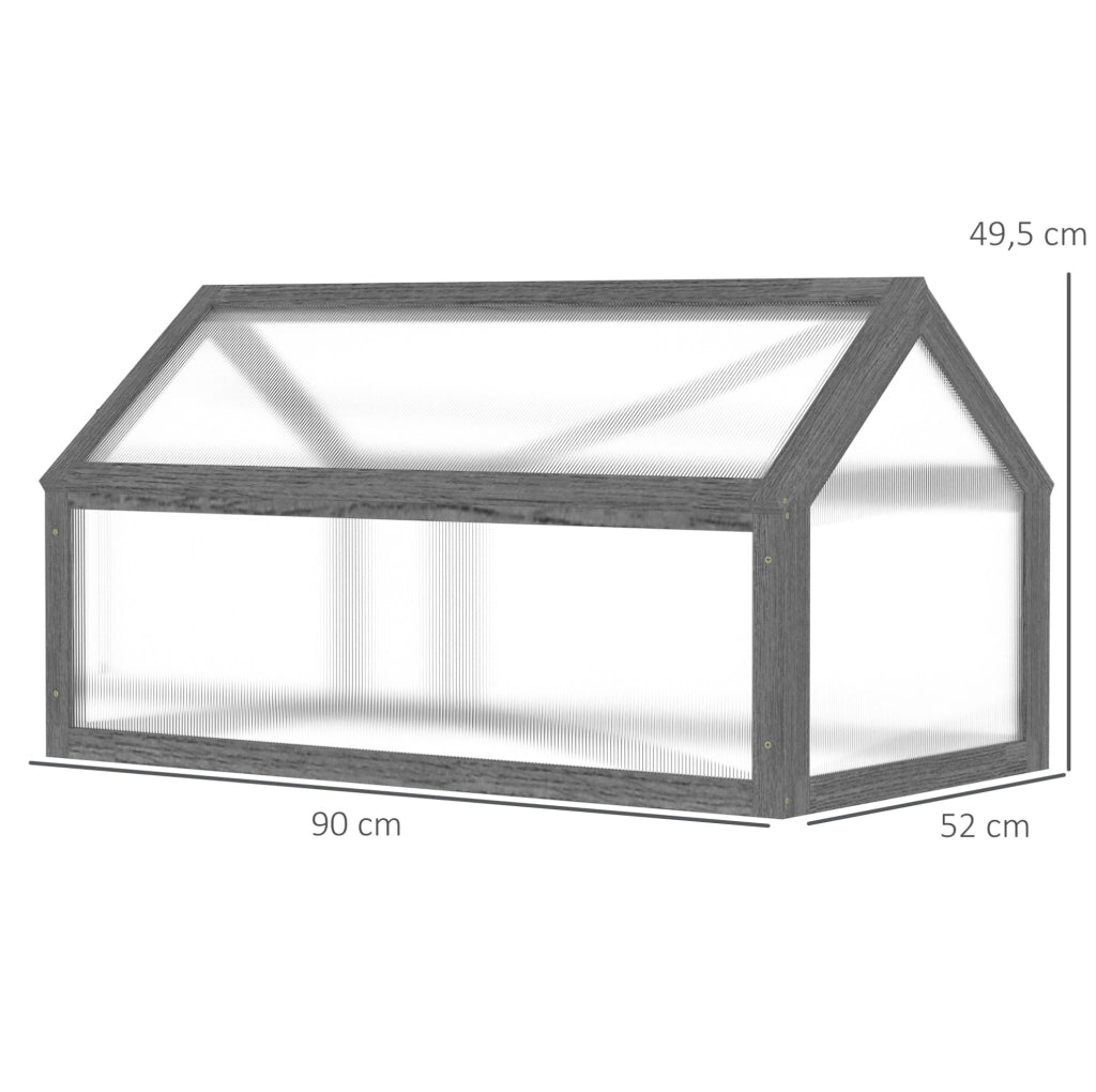 Mini serra da giardino in legno grigio 90 x 52 x 49,5 cm