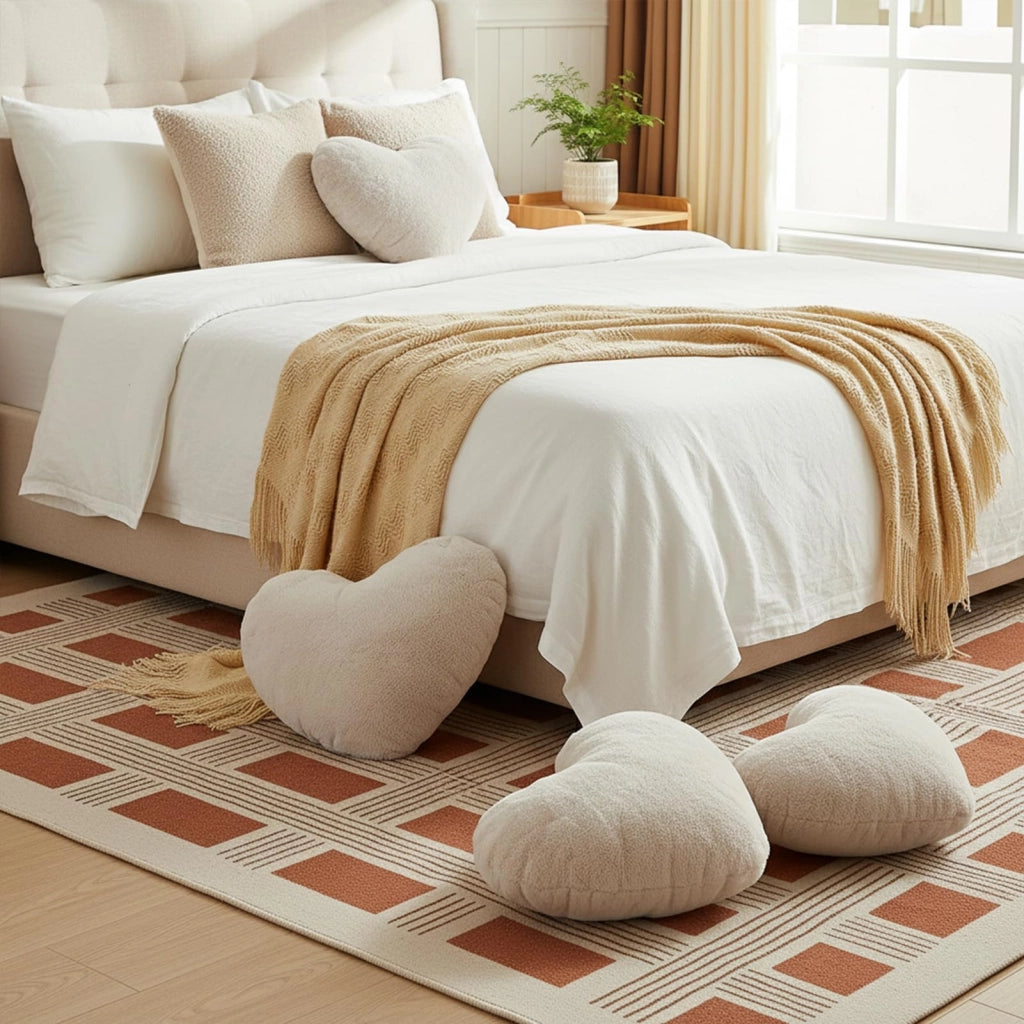 Cuscino imbottito, 37x47 cm, color beige, morbido, lavabile