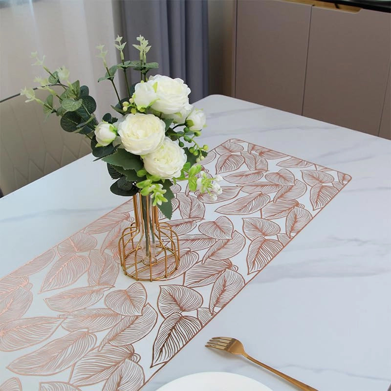 Tovaglia da tavolo in PVC antiscivolo, 91x33 cm, color rosa oro