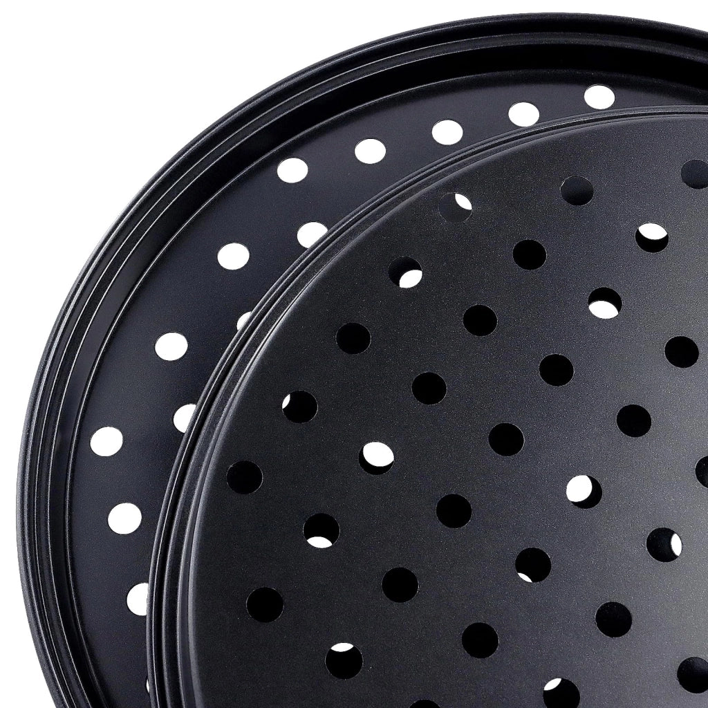 Set di 6 teglie per pizza antiaderenti, diametro 26 cm, con fori