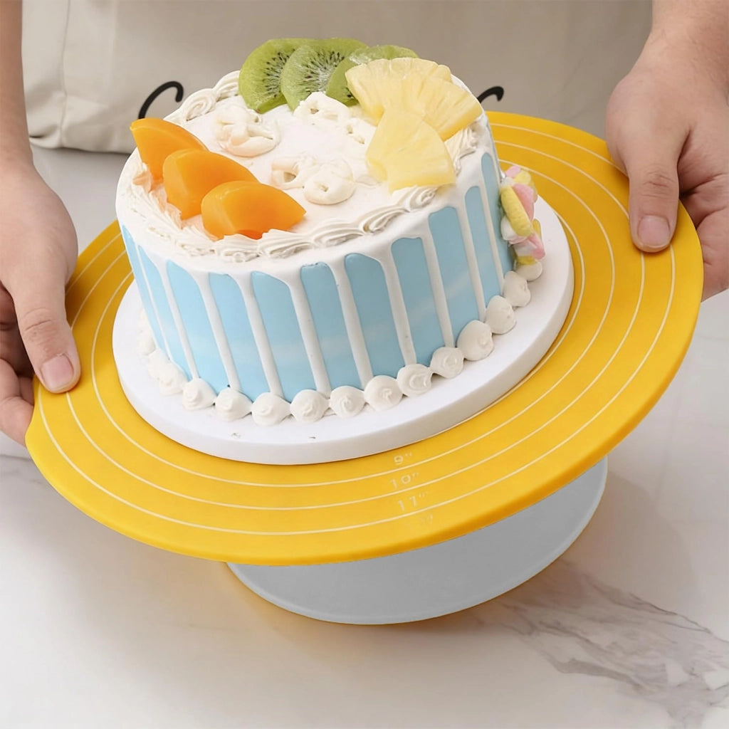 Tappetino in silicone, rotondo, giallo, 28 cm, con rivestimento antiaderente