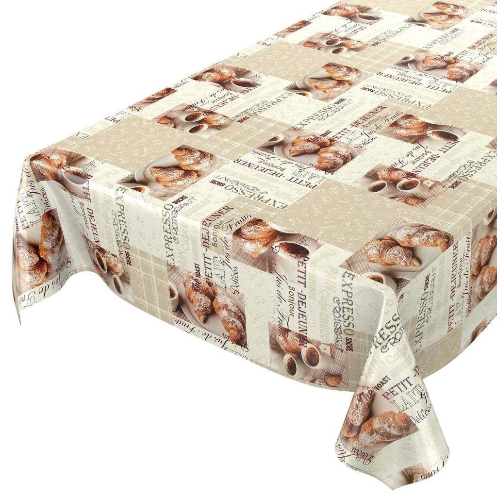 Tovaglia ovale in PVC, 140x200 cm, motivo caffè, lavabile