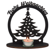 Candeliere natalizio a forma di albero di Natale, "Buon Natale", 17 cm, in legno