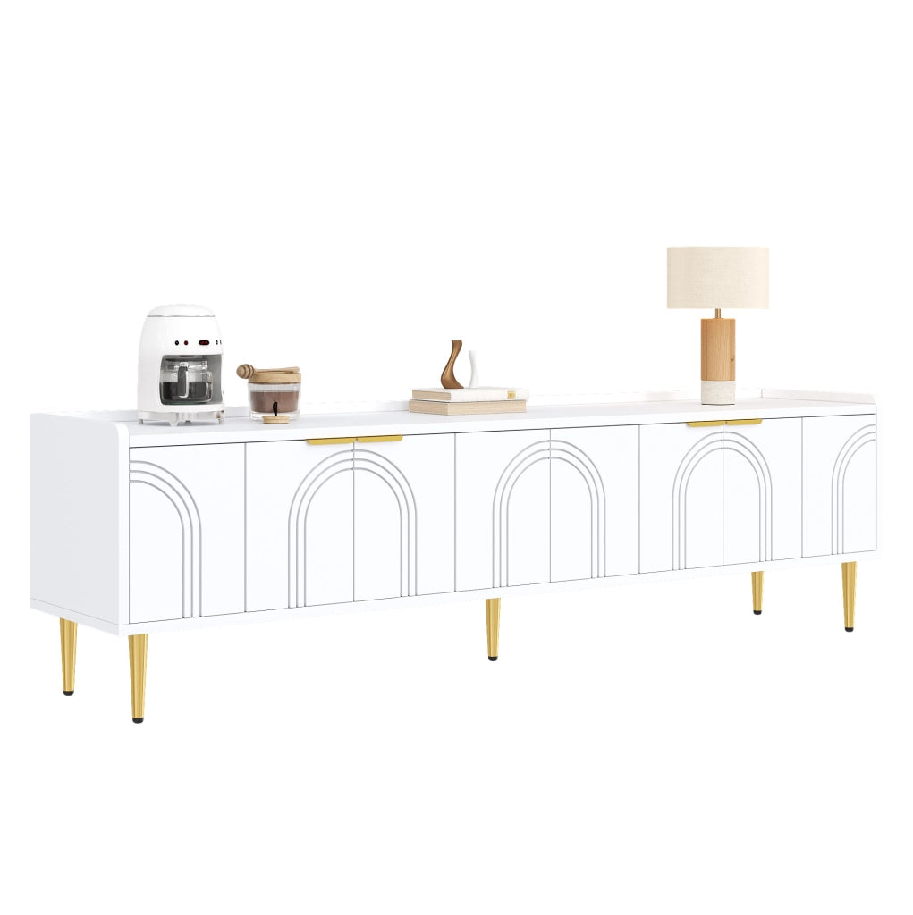 Mobile TV basso 170 x 35 x 47,5 cm in MDF bianco con passacavi