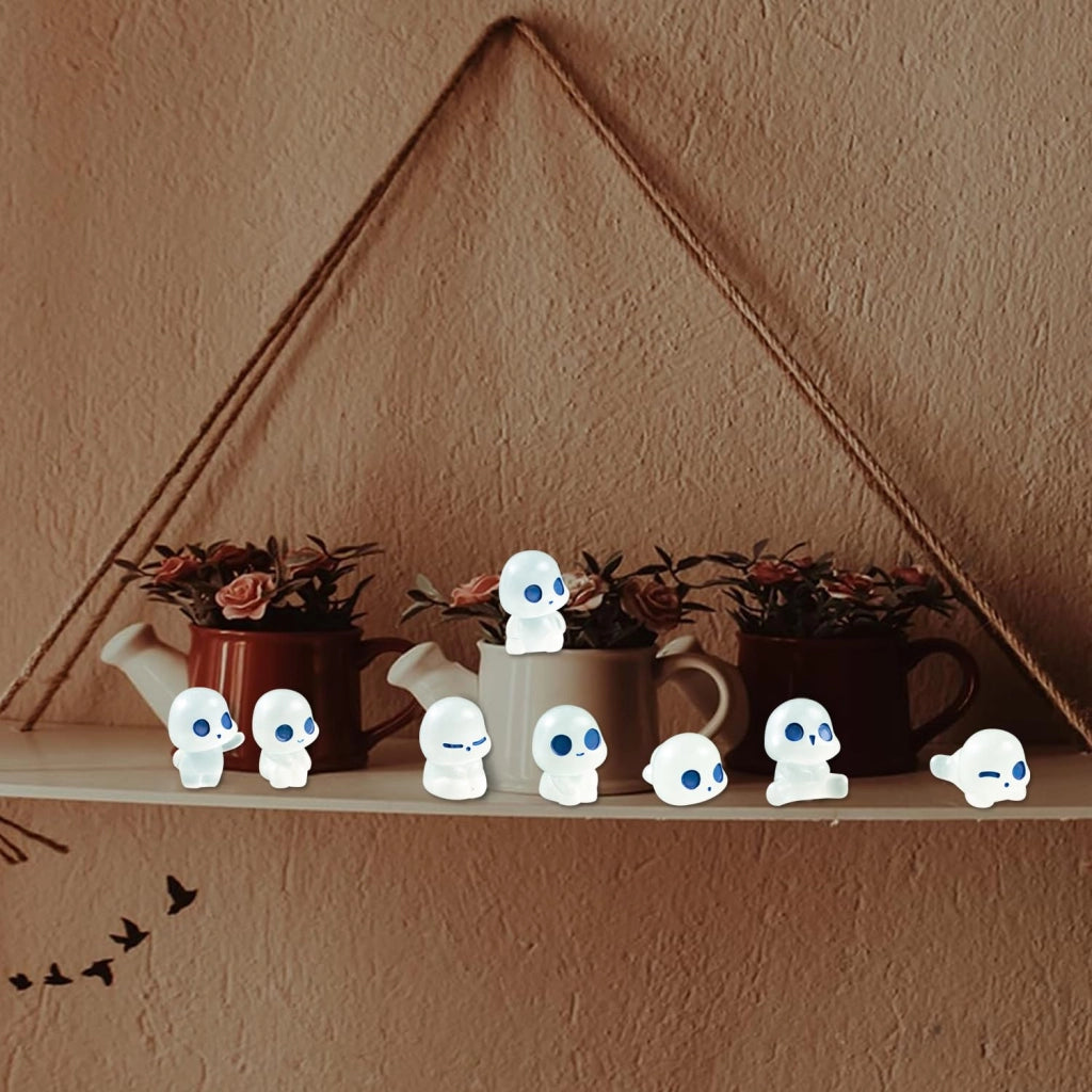 20 miniature figure di elfi da giardino che si illuminano al buio, realizzate in resina