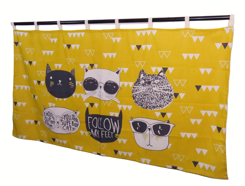 Tenda a tema cartone animato, 140x75 cm, gialla, tenda corta per cucina
