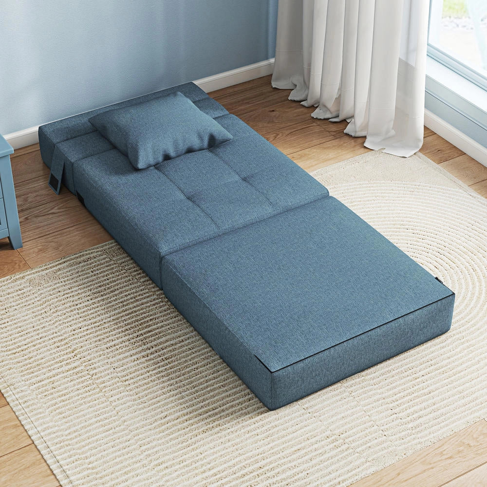Per casa poltrona letto relax salvaspazio blu scuro 70 cm x 70 cm x 61 cm con rivestimento sfoderabile e imbottitura spessa
