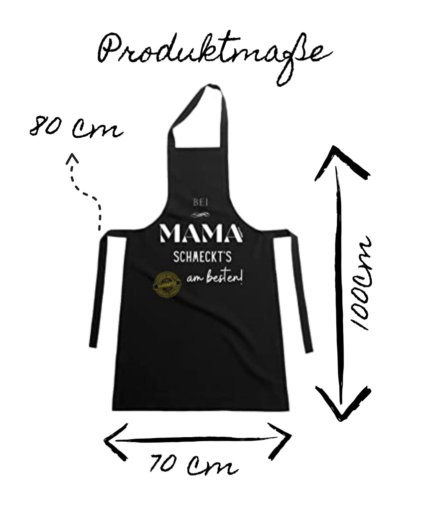 Grembiule "Da mamma, il cibo è sempre il migliore" – Nero, extra largo, 100% cotone