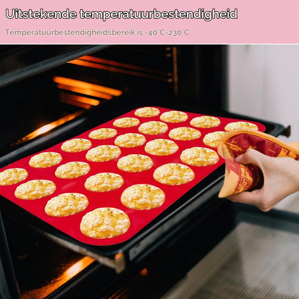 Stampi in silicone per muffin, set da 2, con 24 cavità, antiaderenti, senza BPA