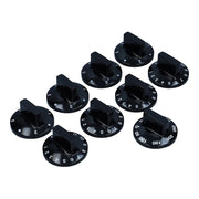 Set di 9 elementi per manopole, colore nero, diametro 52 mm, materiale plastico, asse da 6/4,6 mm
