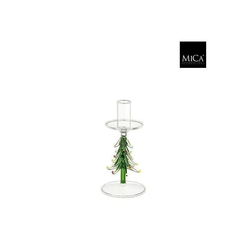 Portacandela a forma di albero verde Ø9 × H17 cm