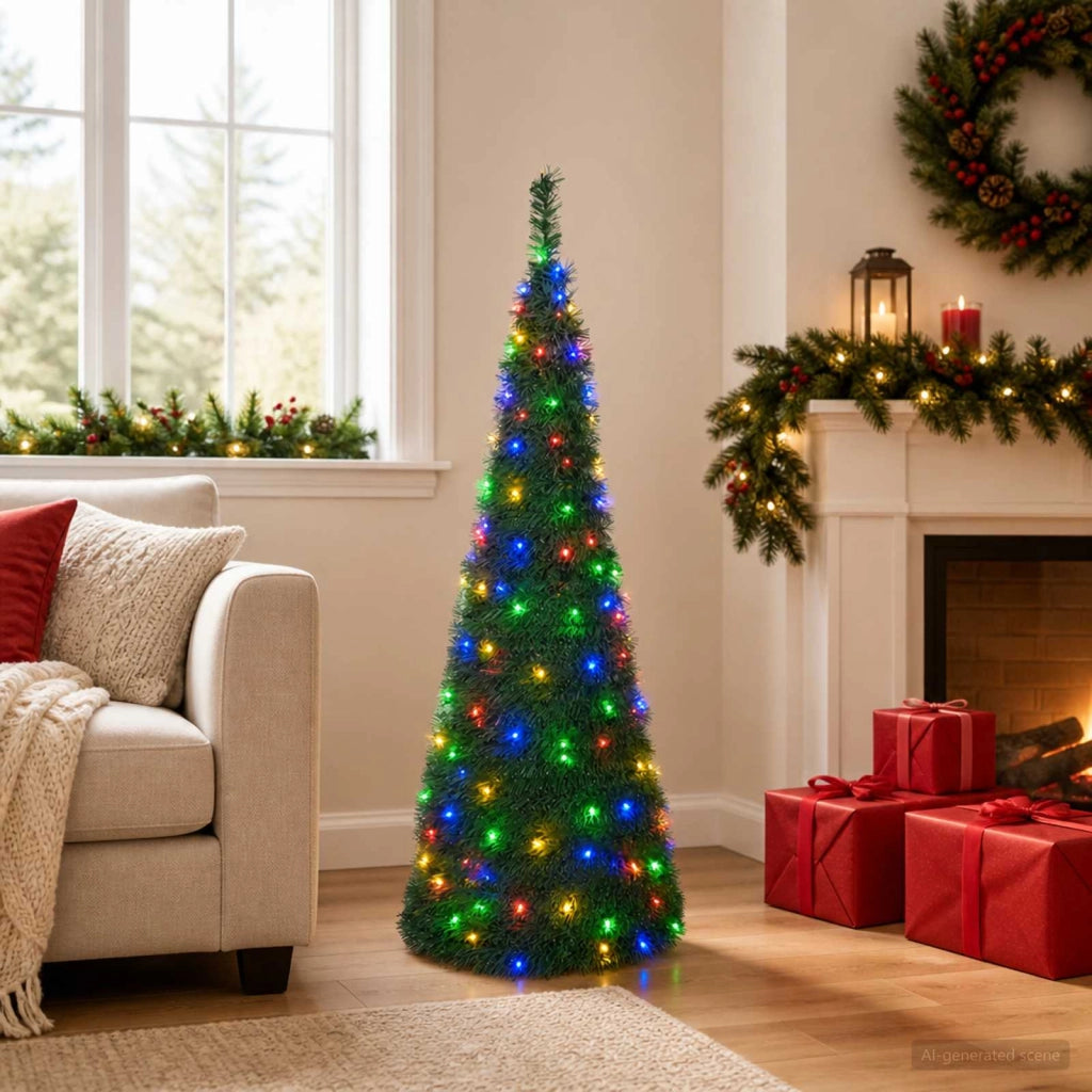 Albero di Natale LED pop-up 150 cm 100 LED PVC Verde 42055437