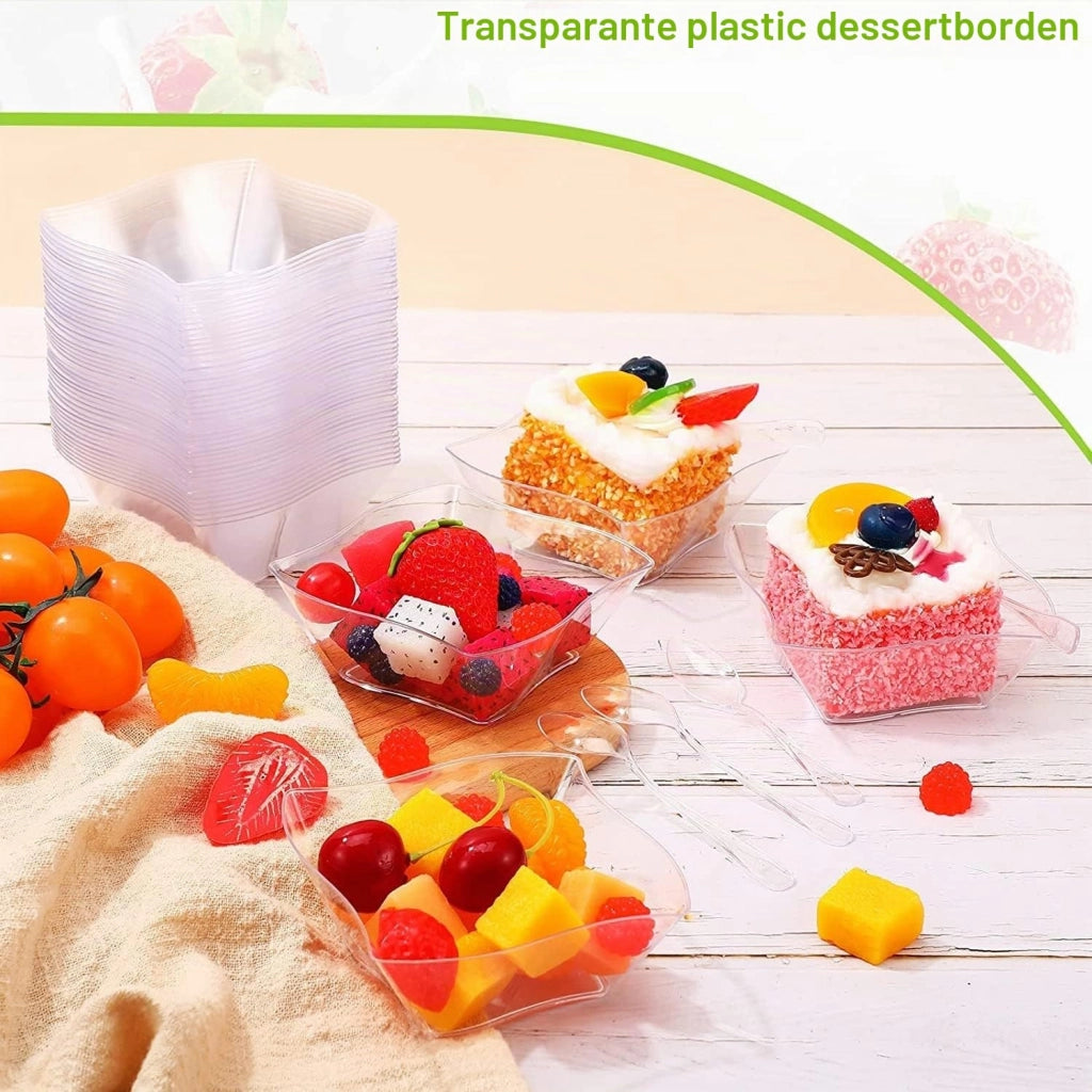 100 bicchieri per dessert, capacità 150 ml, trasparenti, in plastica, dimensioni 9 x 9 cm