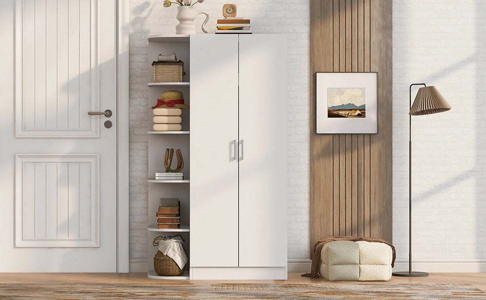 Armadio a due ante 90 x 55 x 170 cm con ripiani e cassetti