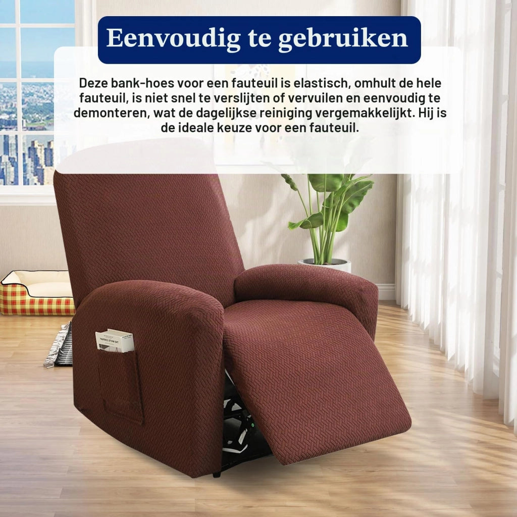 Copertura elastica per poltrona relax, set di 4 pezzi, color marrone scuro