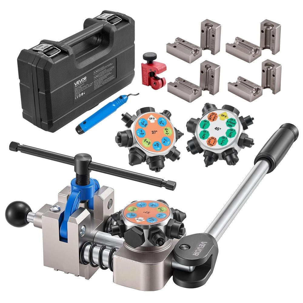 Kit Svasatura Doppia 45° e 37° per Tubi Freno CT-3300B in Acciaio al Carbonio con Valigetta e Tagliatubi Robusto per Officina