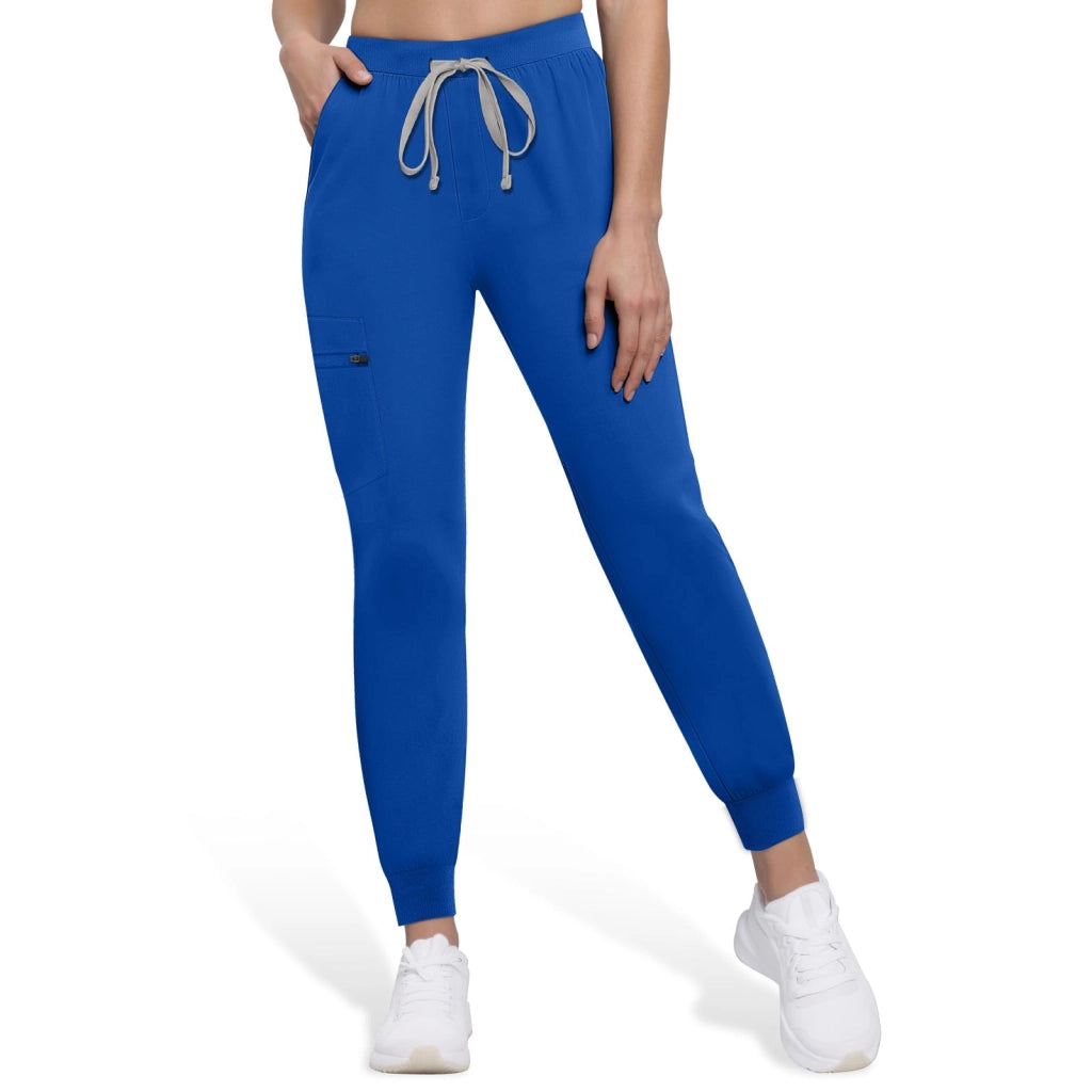 Pantaloni da ginnastica da donna, vita media, taglio aderente, colore blu reale, taglia XL