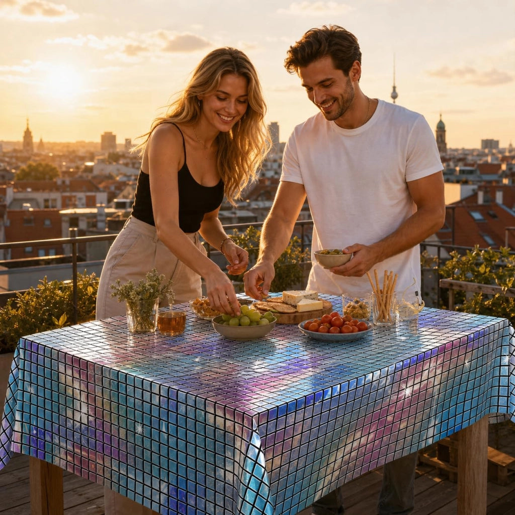 Set di tovagliette, confezione da 3, colore argento, dimensioni 270x100 cm, design a disco
