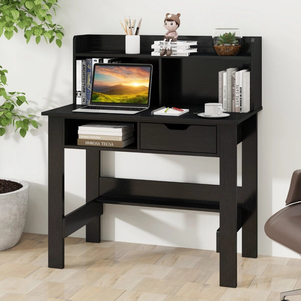 Scrivania per computer con prese USB e Type-C nero 95 x 56 x 109.5 cm scrivania da ufficio con cassetto e ripiano per casa studio