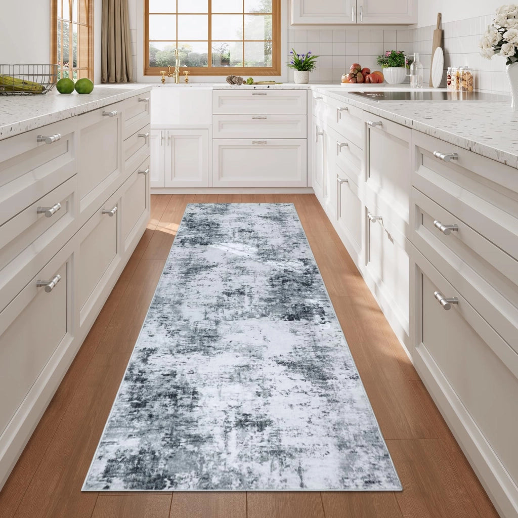 Tappeto per corridoio, dimensioni 65x240 cm, lavabile, design astratto, pelo corto, adatto per corridoio e cucina