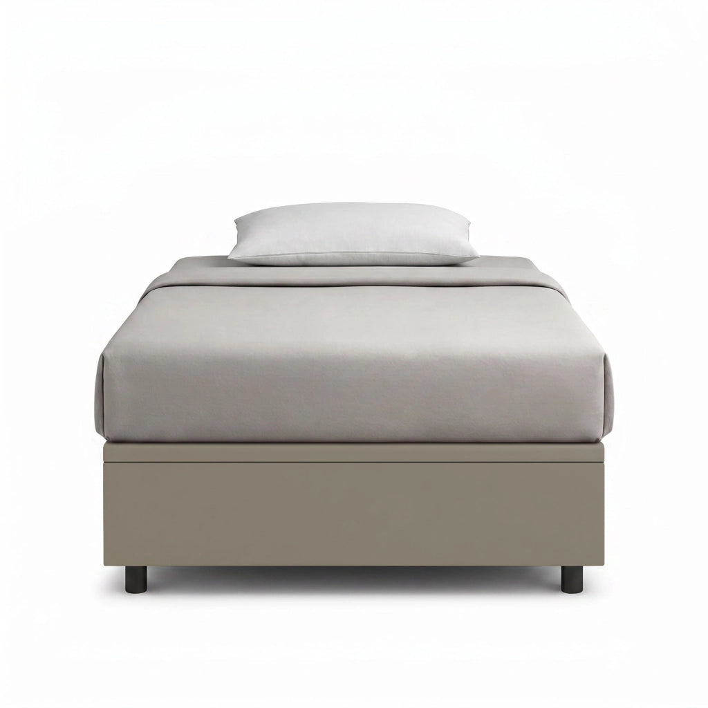 Letto Singolo Contenitore Imbottito 80x190 cm Similpelle Cappuccino BoxMax