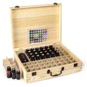 Organizzatore in legno per 80 flaconi di oli essenziali, dimensioni 35,5 x 28 x 9,5 cm