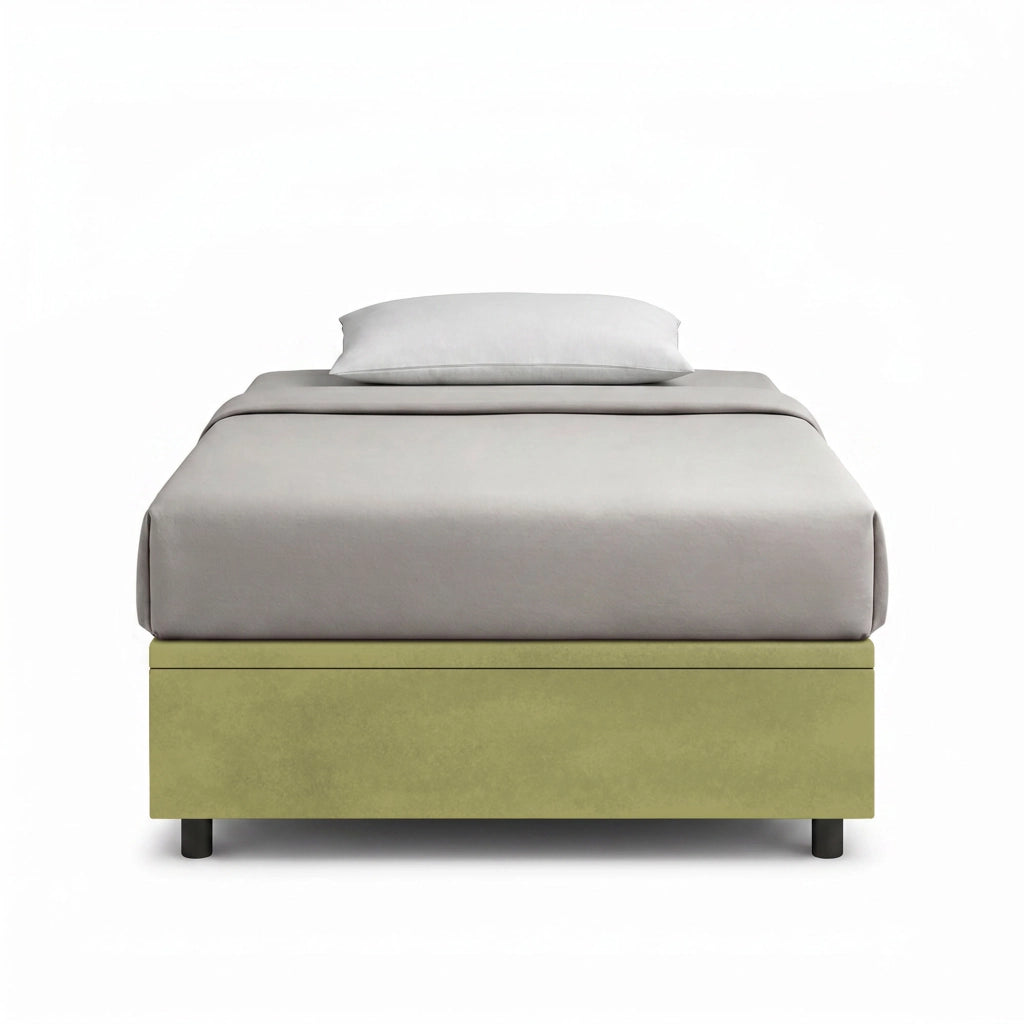 Letto Singolo Contenitore Imbottito 80x190 cm Microfibra Tè Verde BoxMax