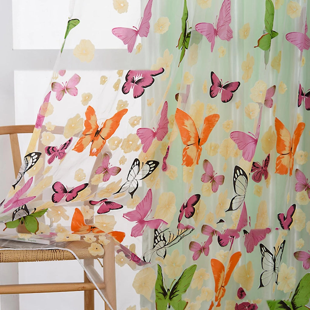 Tenda leggera, tulle, motivo a farfalle, 100x200 cm