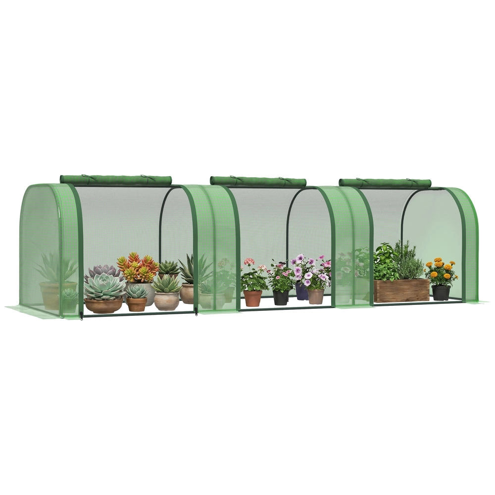 Serra da Giardino per Pomodori 3x1x0,8 m in Acciaio e Telo PE 140 g/m² con 3 Finestre a Cerniera Verde