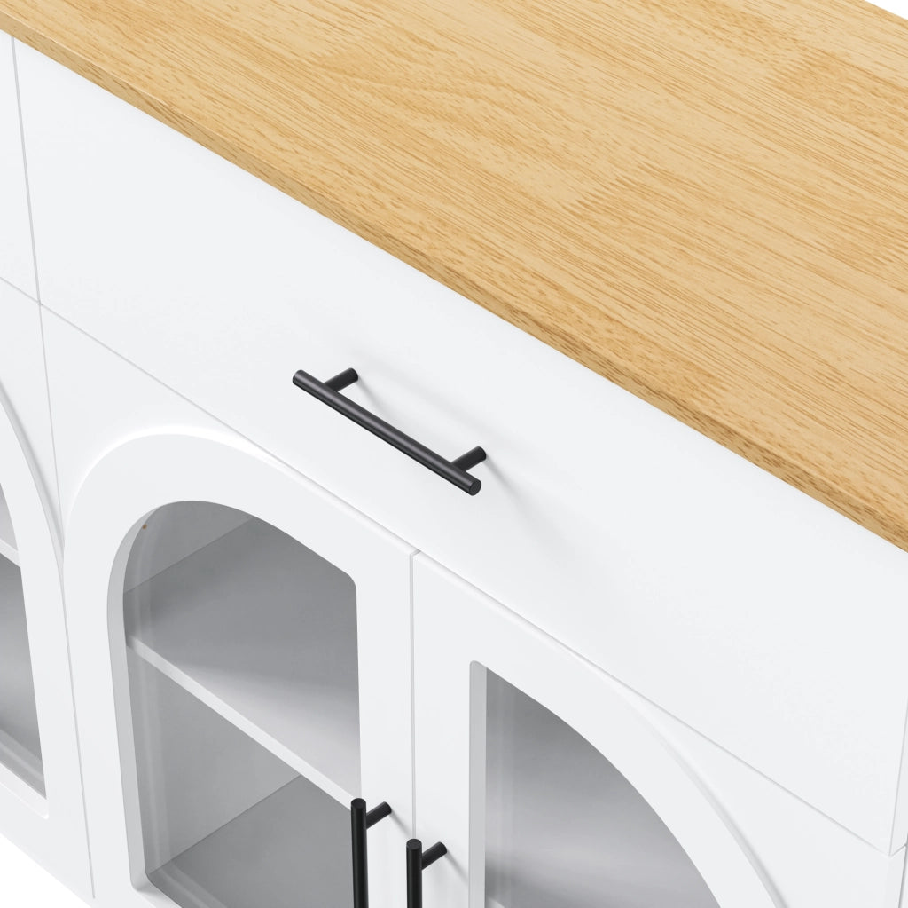 Credenza cucina LED 147x40x86 cm con 2 cassetti e 4 ante