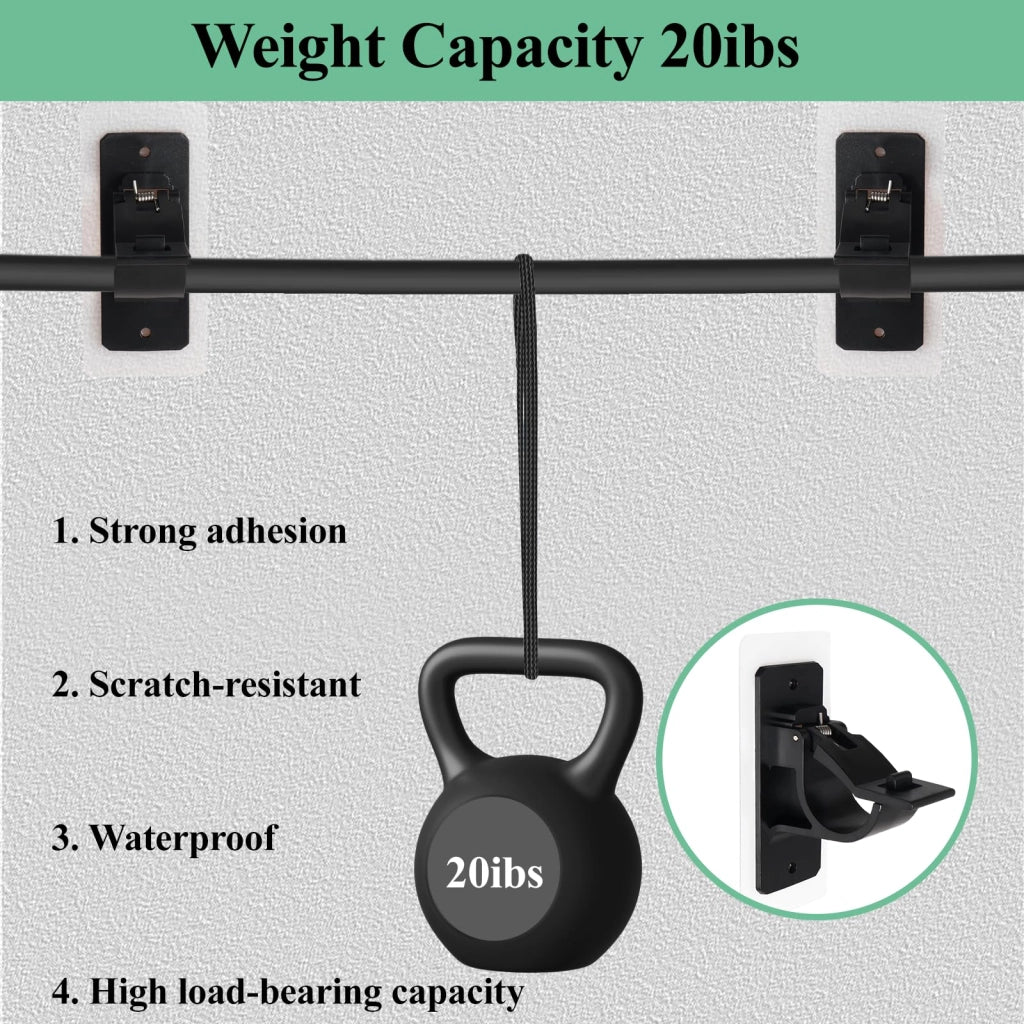 Supporti per tende, 6 pezzi, adesivi, in ABS, colore nero
