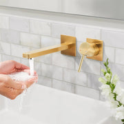 Rubinetto lavabo a incasso in rame, 2 fori, con aeratore rimovibile, oro