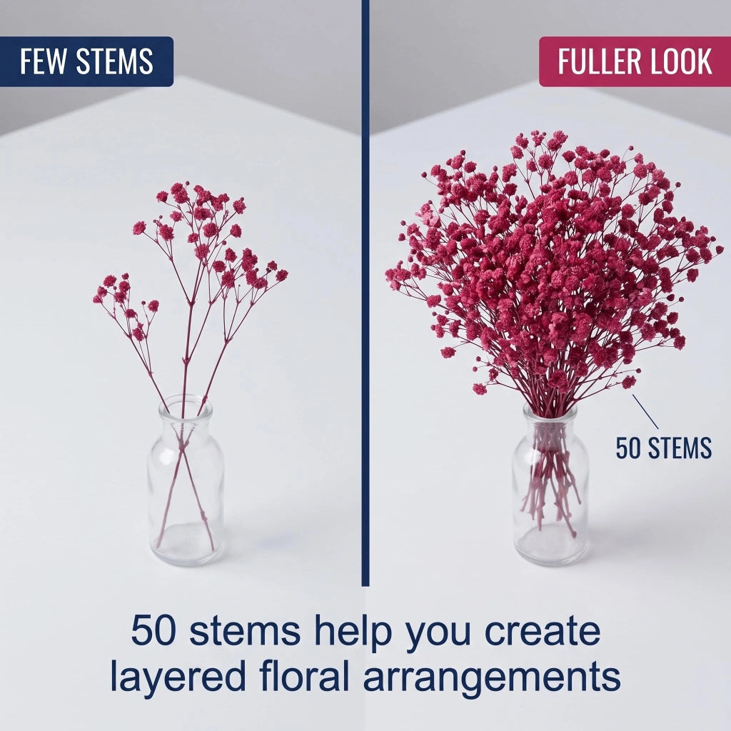 Fiori secchi, rosa, 50 pezzi, 15,6 cm, ideali per progetti creativi