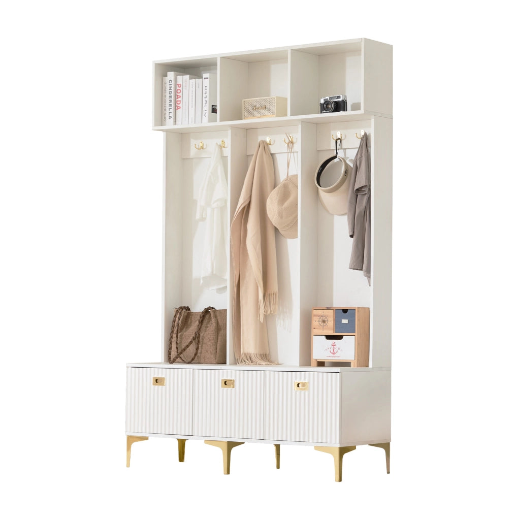 Mobile ingresso con panca 120x40x191,5 cm bianco