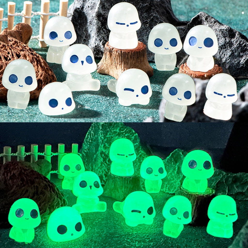 20 miniature figure di elfi da giardino che si illuminano al buio, realizzate in resina