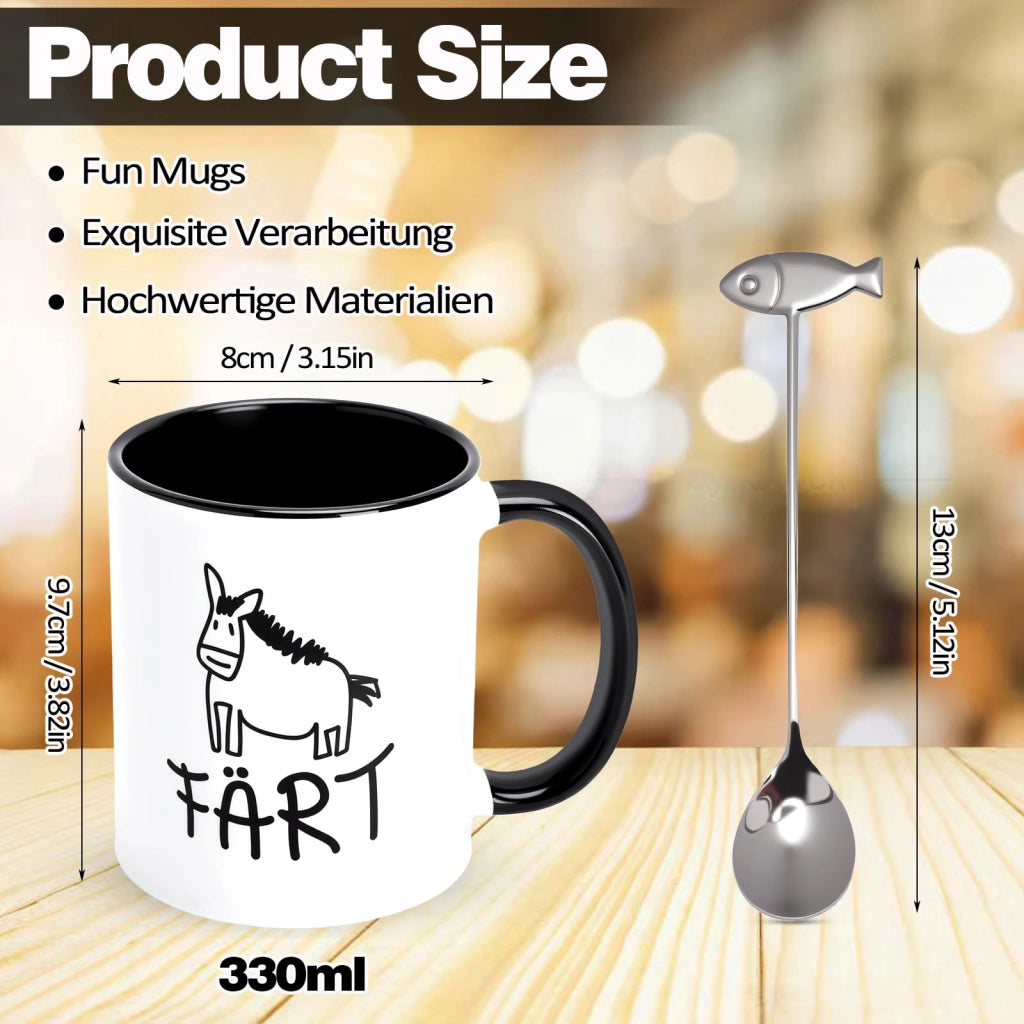 Tazza cavallo divertente, regalo per amanti dei cavalli, tazza con motto, regalo per cavalieri, ceramica, 350 ml, nera