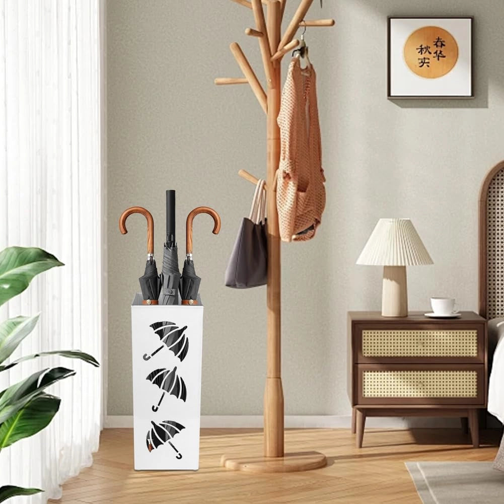 Portaombrelli da pavimento, 42 cm, bianco, per ombrelli e bastoni