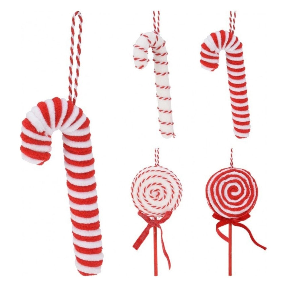 Pendente candy rosso e bianco per albero di natale 16 cm koopman