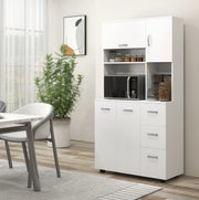 CREDENZA da cucina 89x39,5x168 cm bianca con 3 cassetti e ripiani regolabili