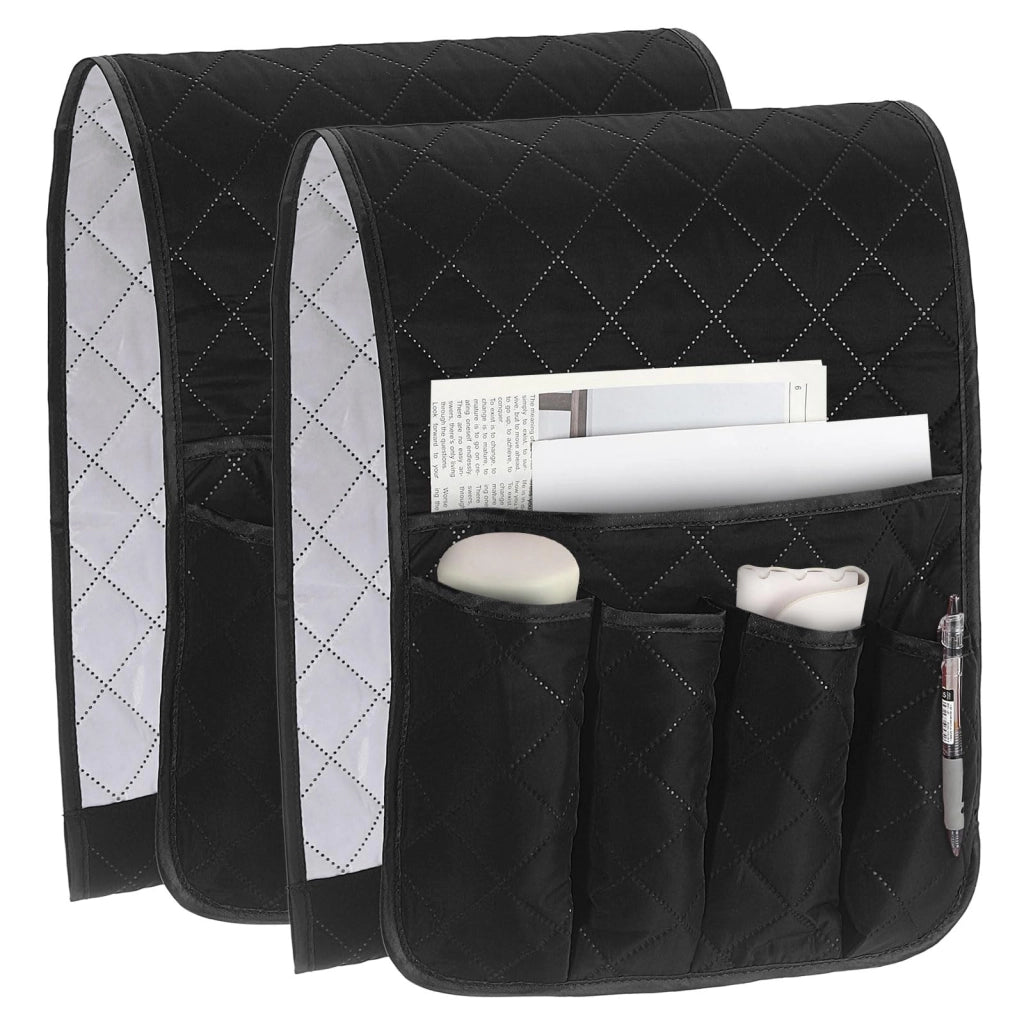 Set di 2 organizer per braccioli, dimensioni 88x33 cm, 5 scomparti, colore nero