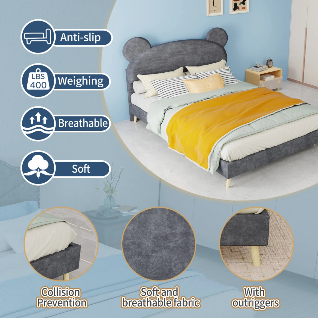 Letto imbottito tessuto metallo grigio 144 x 200 cm